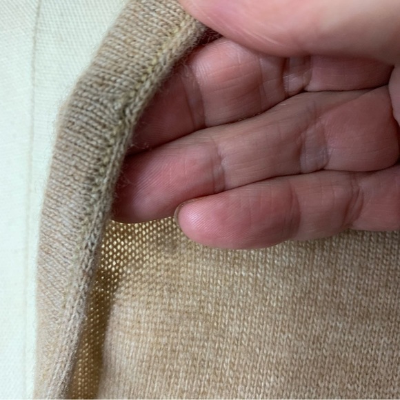 L'officiel Beige Open Knit Cardigan Sweater Lambswool Cashmere Angora Wrap Sz S - Picture 6 of 14